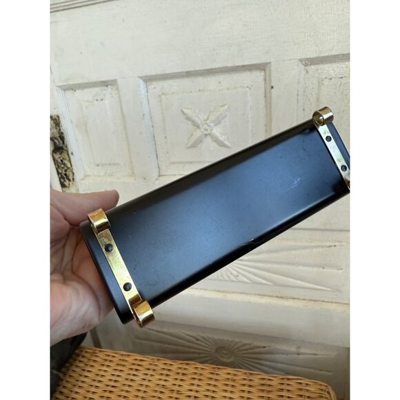 Vintage 50's Black Metal Floral Hand Painted Toleware Napkin/Letter Holder - Picture 5 of 7